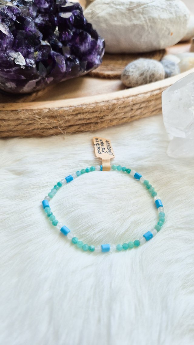 Bransoletka z naturalnego amazonitu i kamienia księżycowego