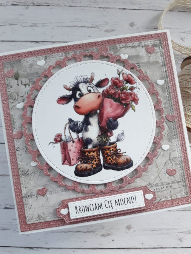 Kartka na walentynki z byczkiem, nietypowy napis