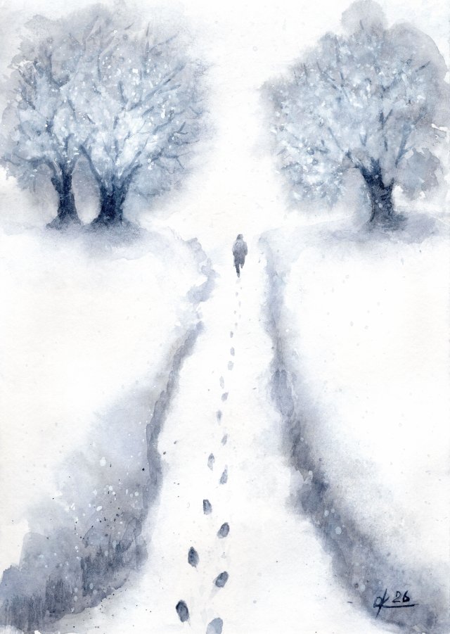 Czas jest najcenniejszy, życie przemija Akwarela original 30/21 cm