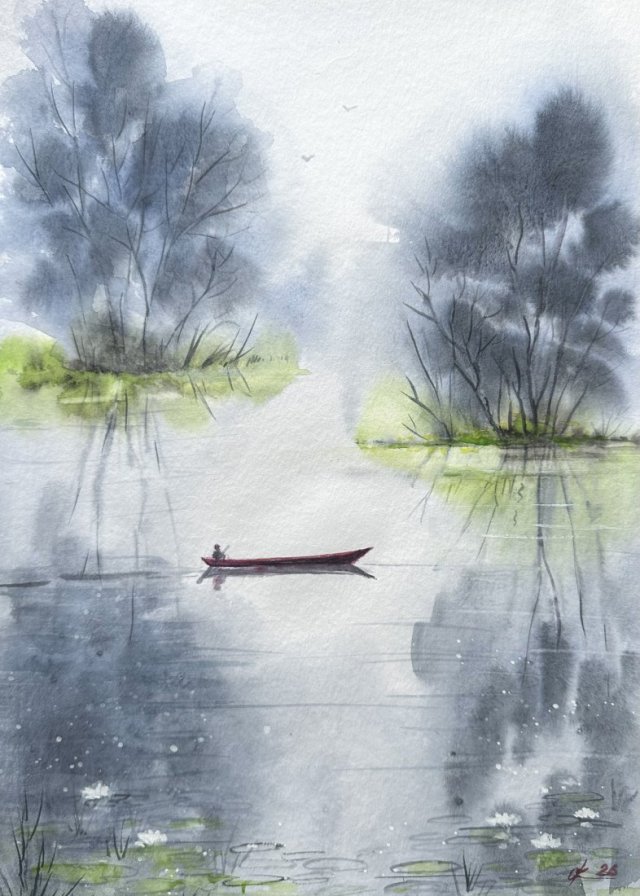 Medytacyjny relaks. Akwarela 42*30 cm