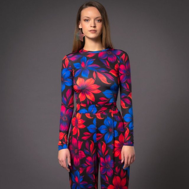 Bluzka basic z długim rękawem - Flower Power