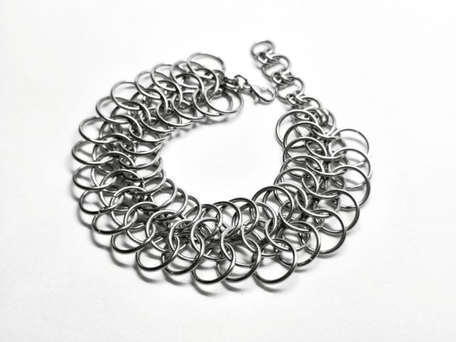 Bransoletka chainmaille gęsta szeroka – stal chirurgiczna, wiking