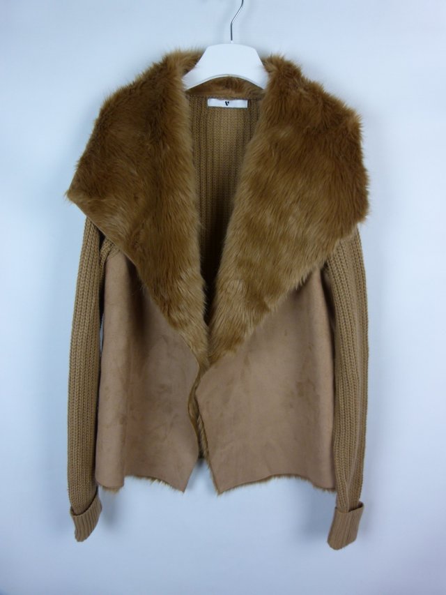 V by Very sweter z futerkiem nie zapinany 14 / 40