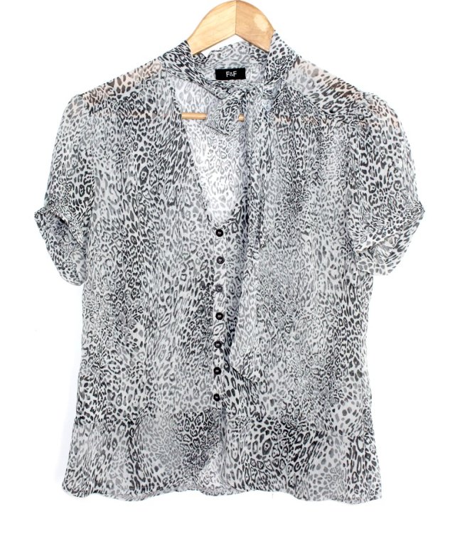 F&F muślinowa  lekka  bluzka wiązanie print  42 XL