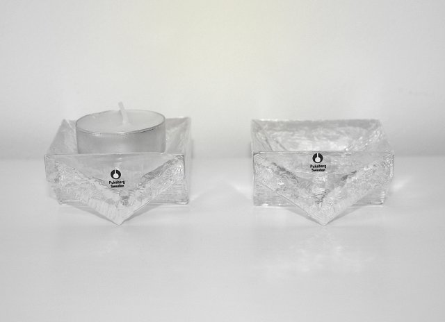 Szkło Pukeberg Sweden solniczki świeczniczki