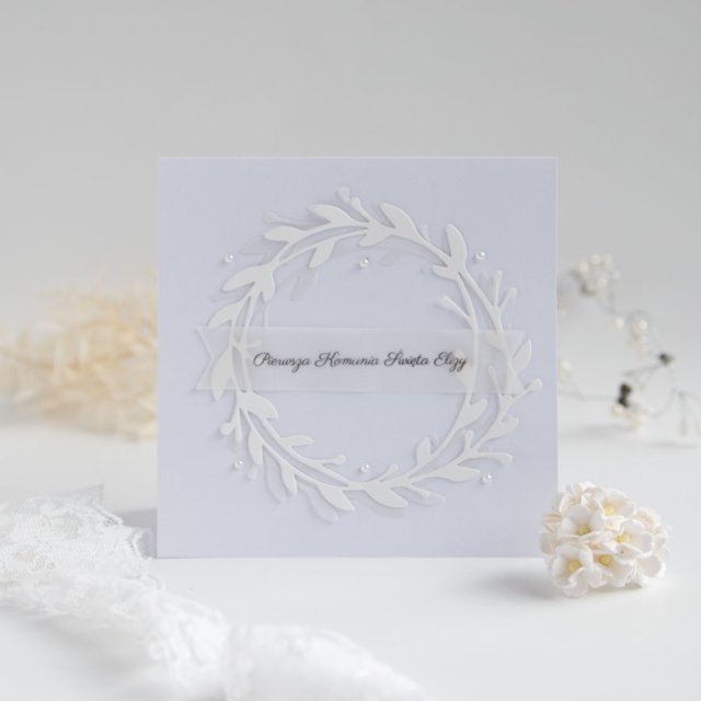 Zaproszenie na Pierwszą Komunię Świętą wianek