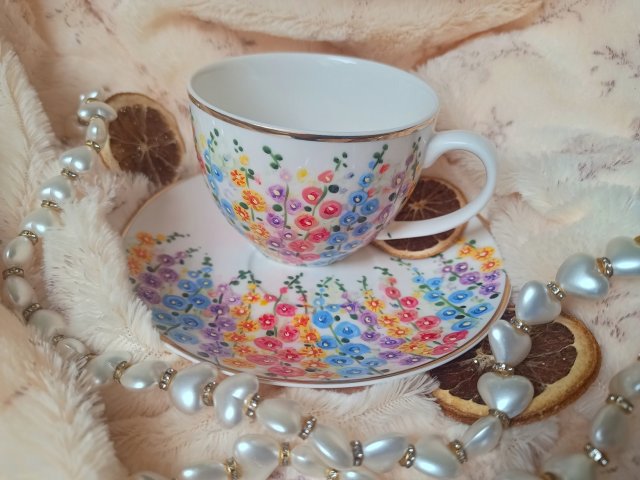 Ręcznie malowane barwne malwy komplet 200 ml