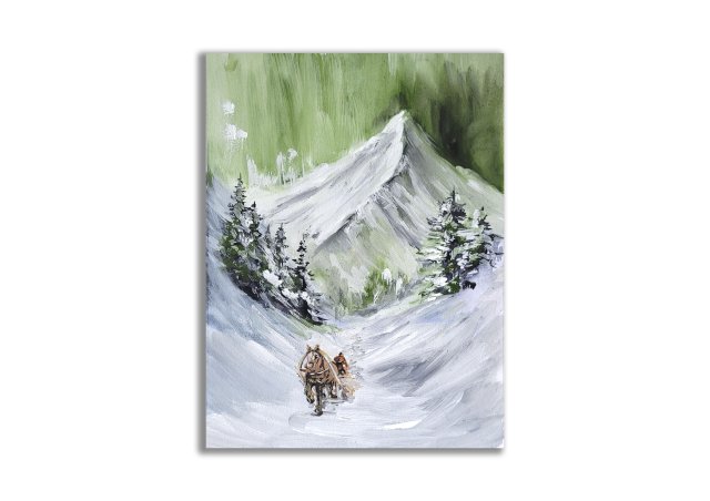 Obraz ręcznie malowany "Zima w górach"