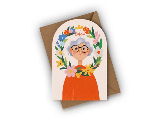 KARTKA NA DZIEŃ BABCI- BABCIA W KWIATACH