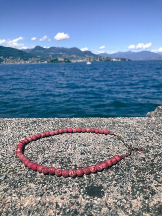 Naszyjnik Jaspis Cesarski  - malinowy | Korale | Ręcznie robiony naszyjnik w Pracowni DomilkowyDomek