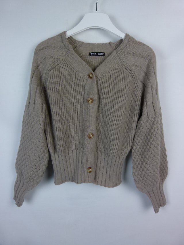 Grefit damski rozpinany sweter kawa z mlekiem / S