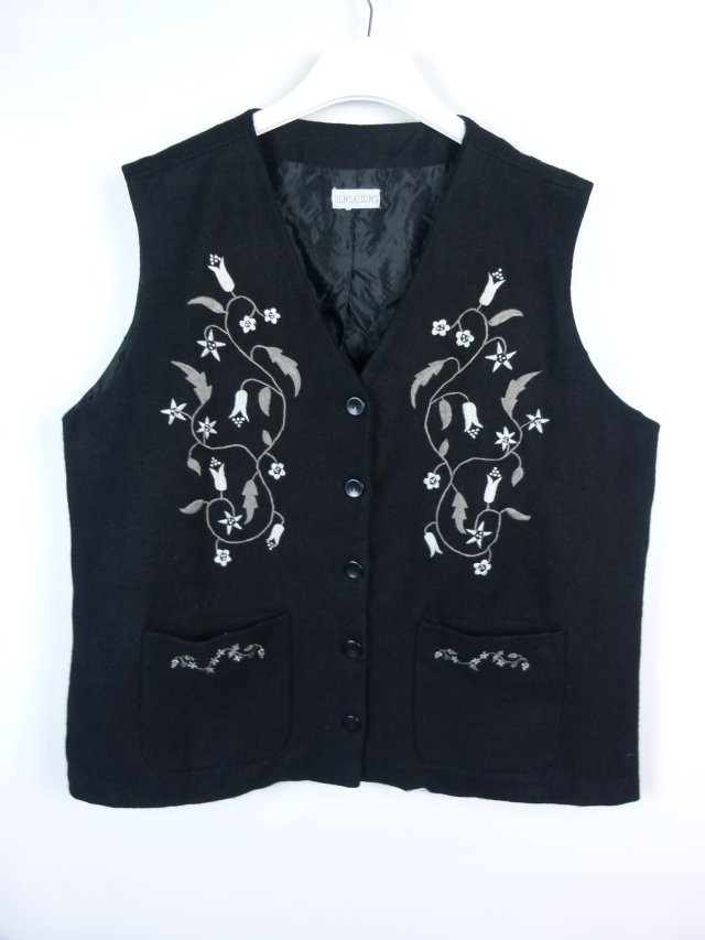 Sensations wyszywana wełniana kamizelka bezrękawnik 20 / 46-48