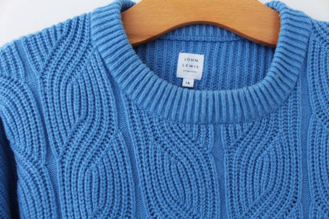 Sweter vintage John Lewis niebieski wełna wiskoza