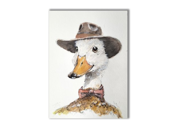 Obraz ręcznie malowany "Gęś" ptaki
