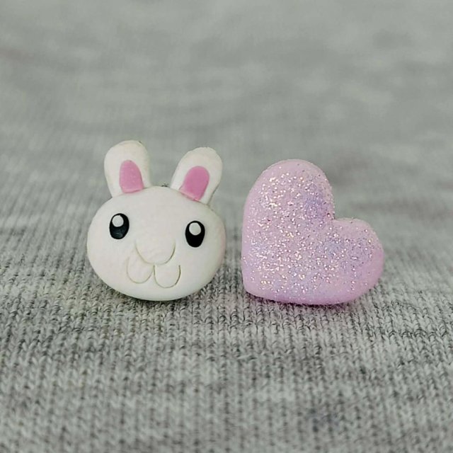 Pastelowe Kolczyki Króliczek I Serduszko Prezent na Walentynki