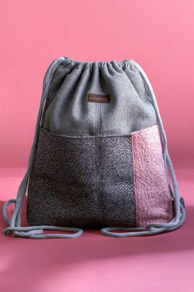 Szaro-różowy workoplecak z kieszeniami