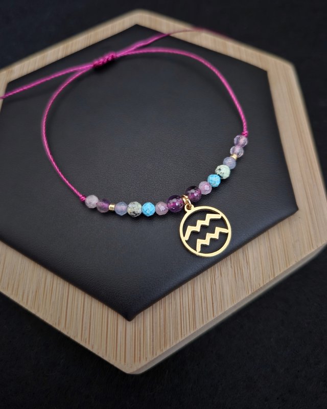 Bransoletka Zodiakalna Wodnik - wersja ze złotem