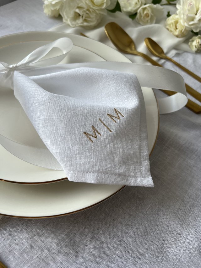 Serwetki lniane na stół państwa młodych z personalizacją