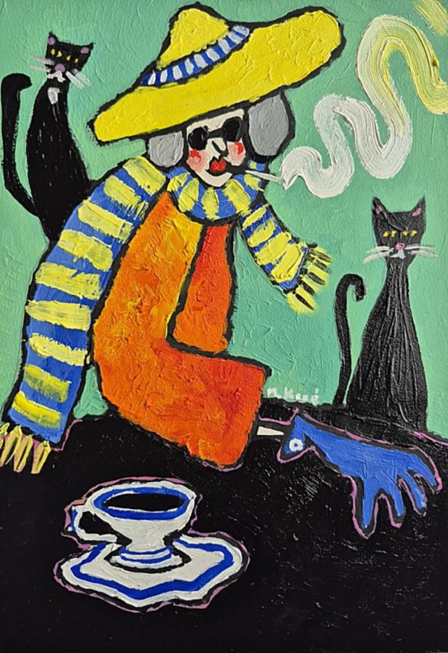 obraz do salonu portret babci śniło mi się że siedziałam z kotami