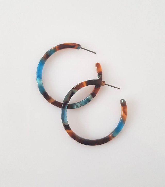 Kolczyki lekkie Koła niebiesko brązowe