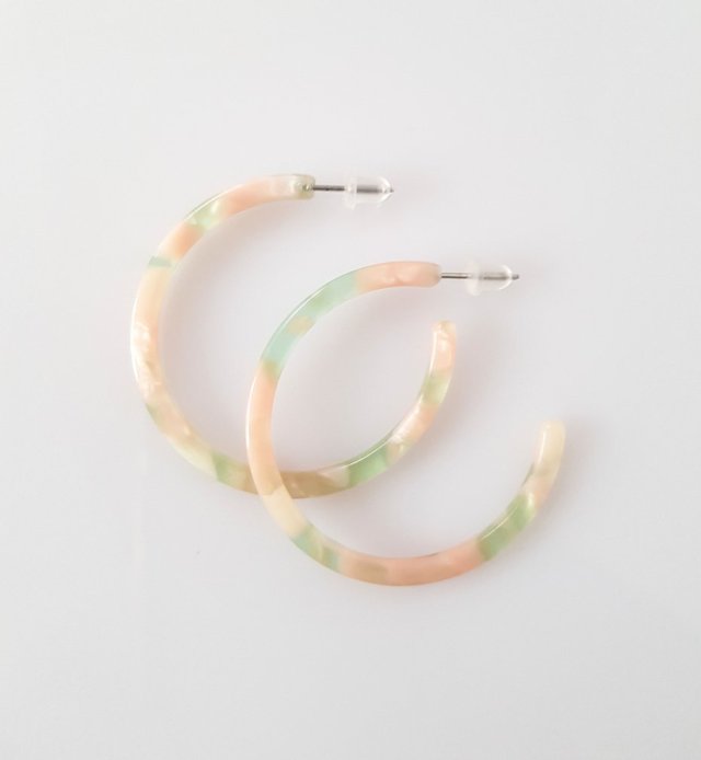 Kolczyki lekkie Koła brzoskwiniowo seledynowe