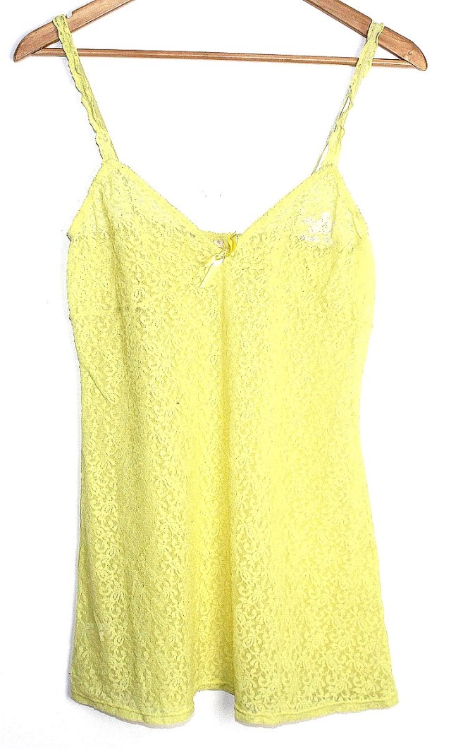 FRIIS&COMPANY cytrynowa koronkowa koszulka M/L