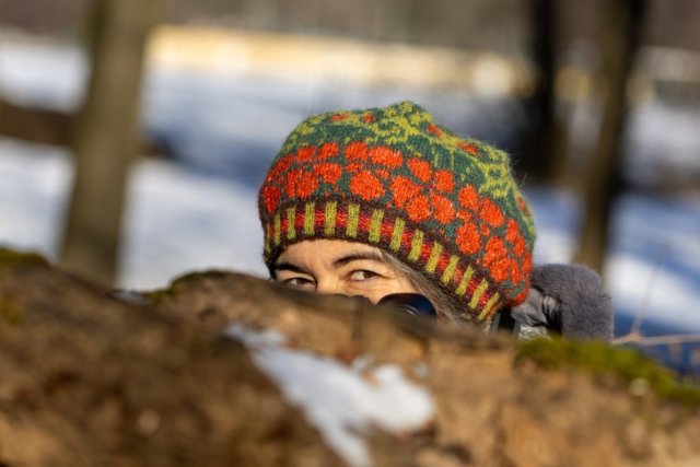 Czapka beret wełniana "W kolorach nasturcji"
