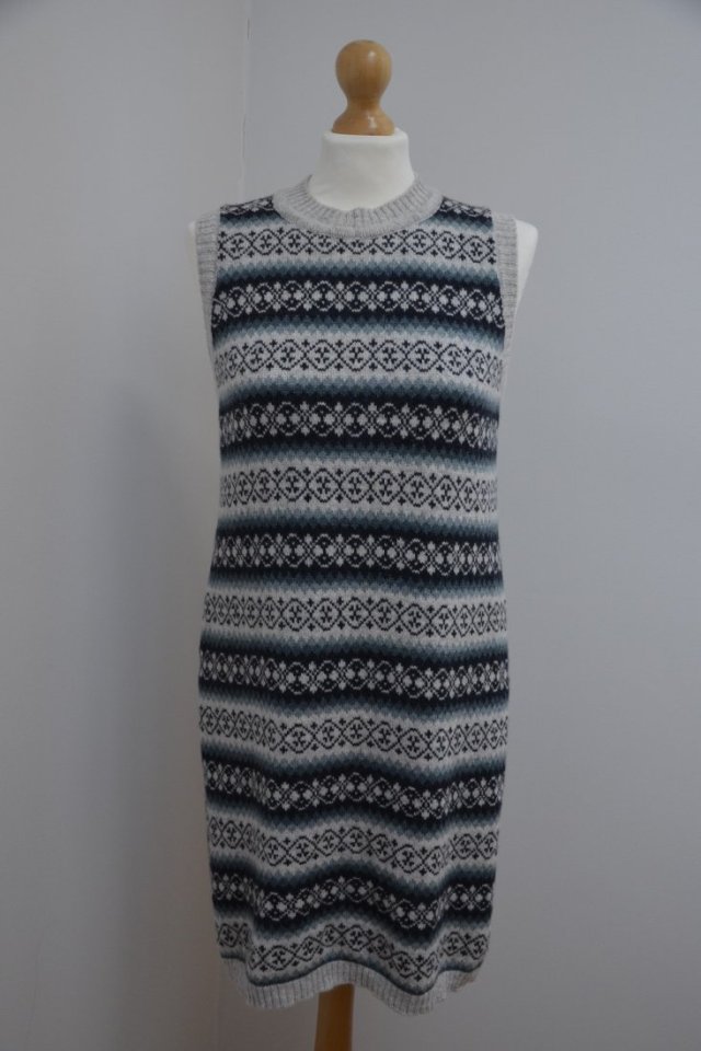 zimowa sukienka sweter M L Shetland