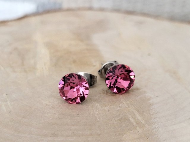 KOLCZYKI SZTYFTY SWAROVSKI ROSE (8mm)