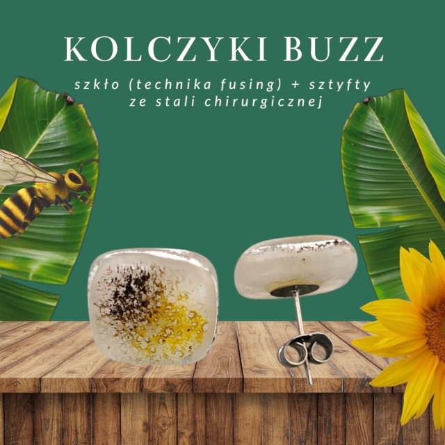KOLCZYKI ZE SZKŁA BUZZ