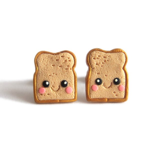 Śmieszne Kolczyki Tosty Kolorowe Kolczyki z Modeliny Prezent dla dziewczyny