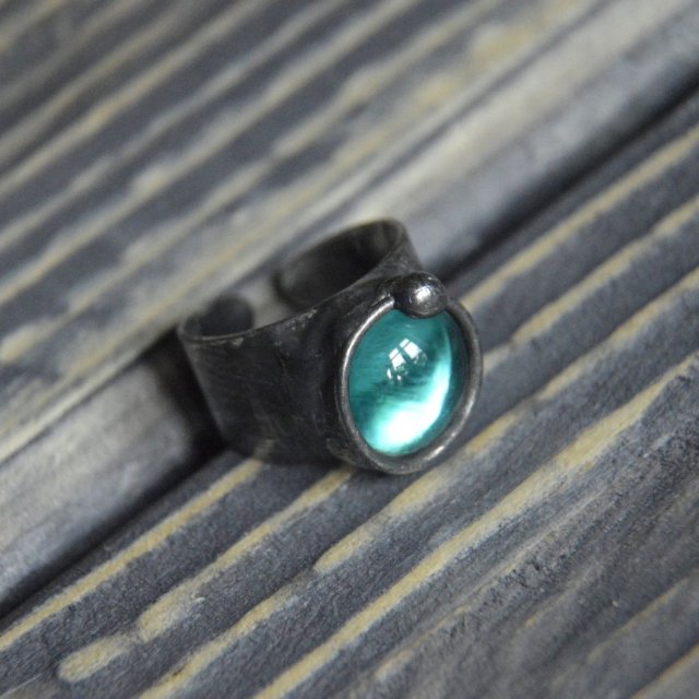 Morski regulowany witrażowy pierścionek