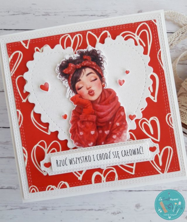 Kartka na walentynki z całuśną dziewczyną, nietypowy napis