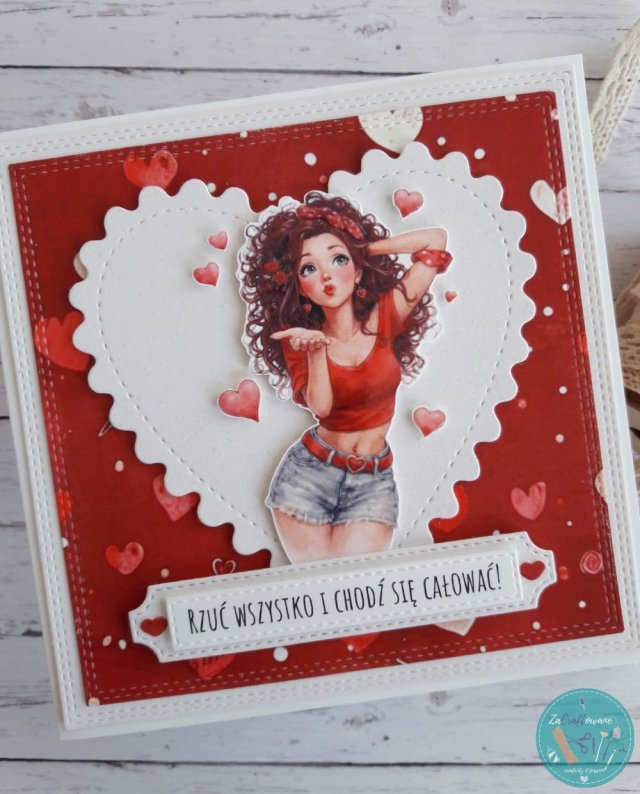 Kartka na walentynki z całuśną dziewczyną 2, nietypowy napis