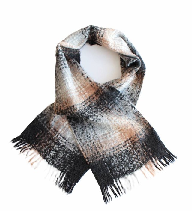 Puszysty szal vintage szalik z włosem ciepły miękki