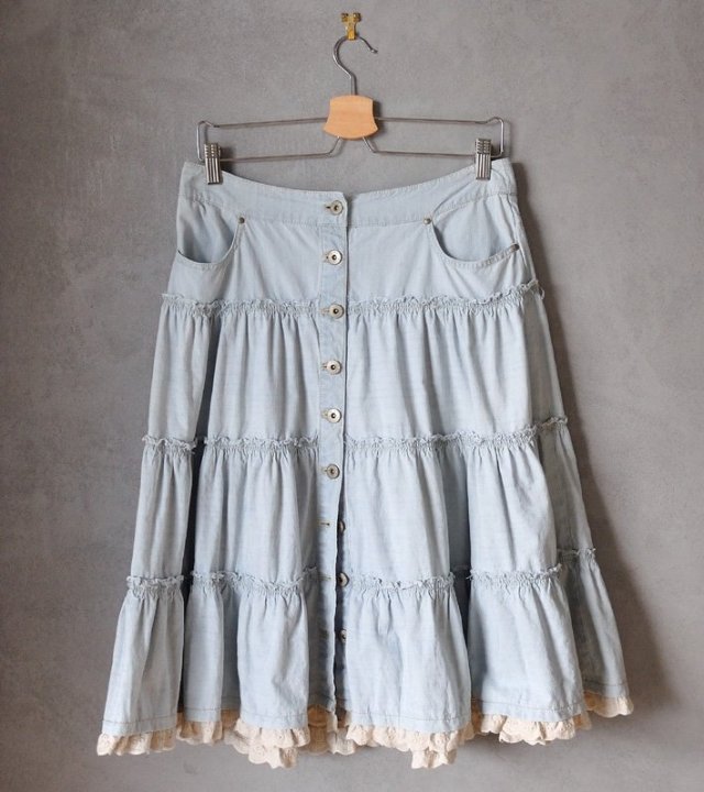 Midi spódnica boho kowbojska jeans S M