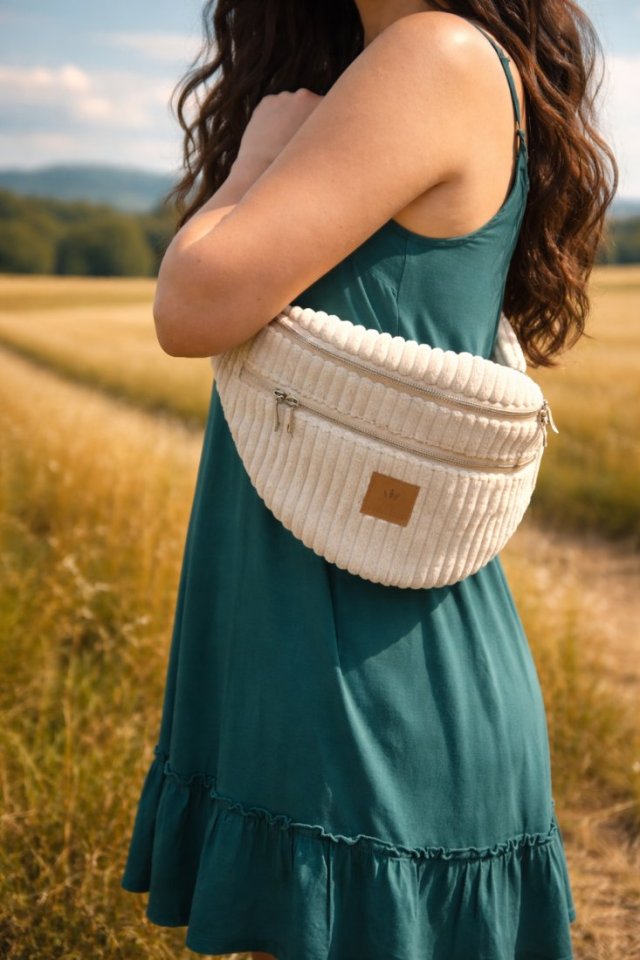 Maxi nerka damska sztruksowa Kremowa