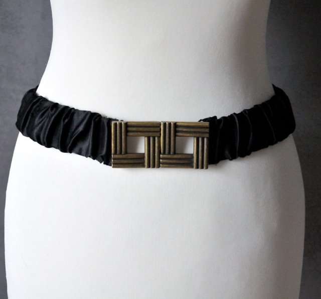 Pasek na talię guma satyna mosiądz UNI