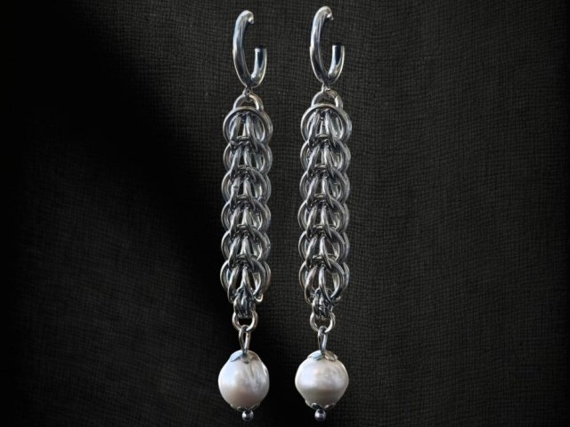 Kolczyki perły słodkowodne stal chirurgiczna gothic witchy fantasy