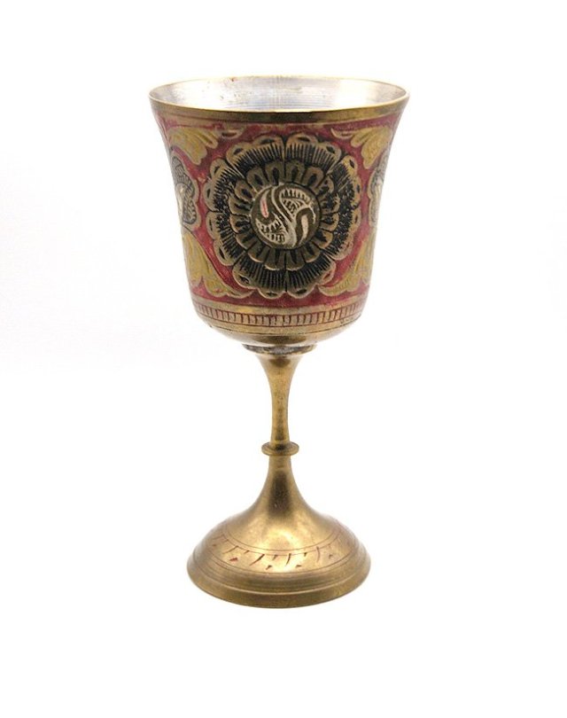 Zjawiskowy indyjski emaliowany kielich metal