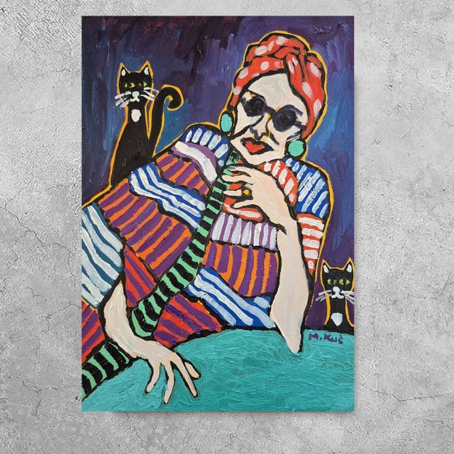 obraz do salonu olejny tam gdzie czuwają koty