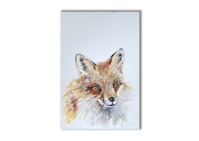 Akwarela ręcznie malowana "Lisek"