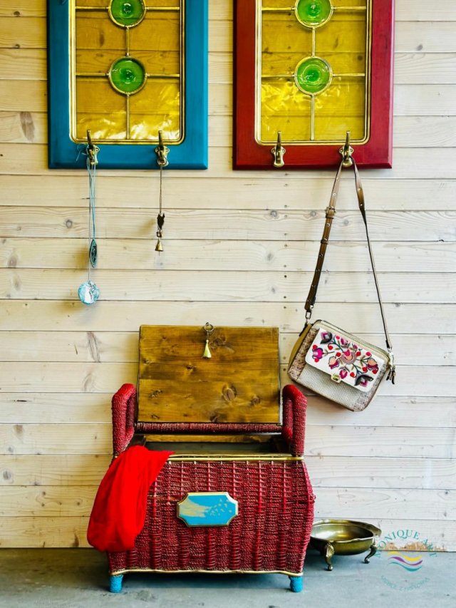 Unikatowy zestaw odnawianych mebli w stylu boho, półka GRATIS