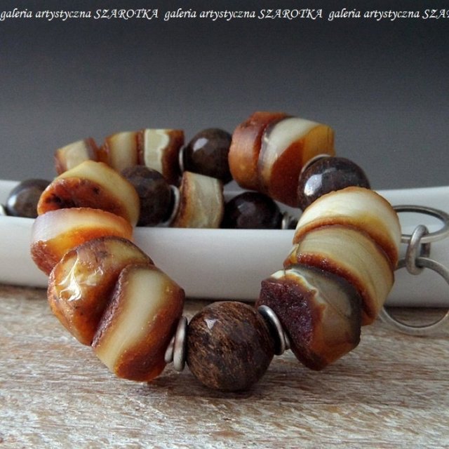 PANCAKES bransoletka z bursztynu i srebra