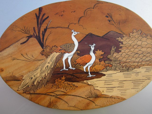 unikatowy inkrustowany fornirem naturalnym -  obraz do powieszenia