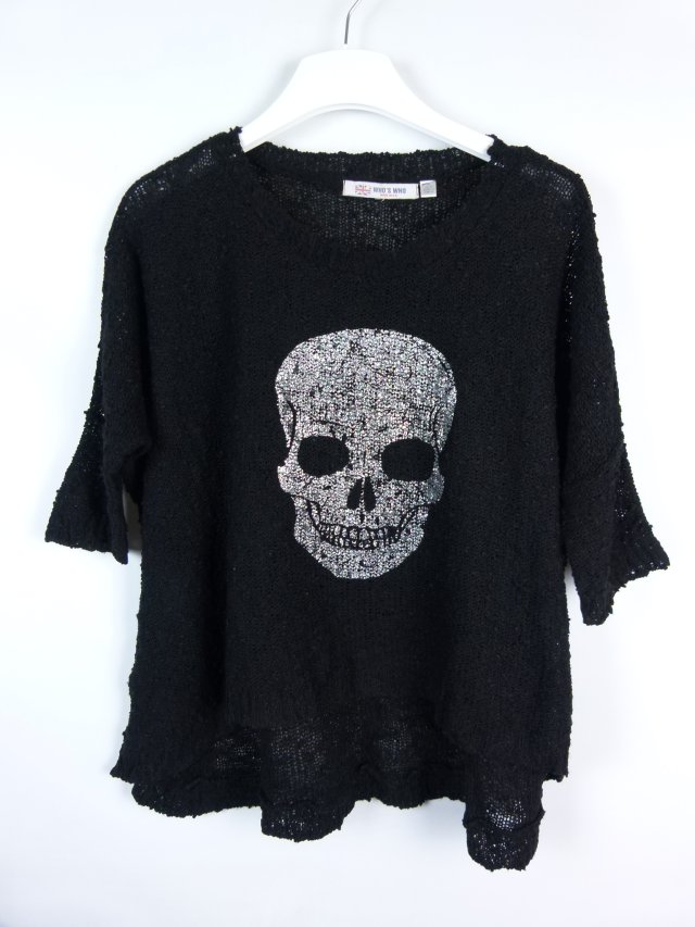 WHO'S WHO damski sweter oversize z czaszką / M