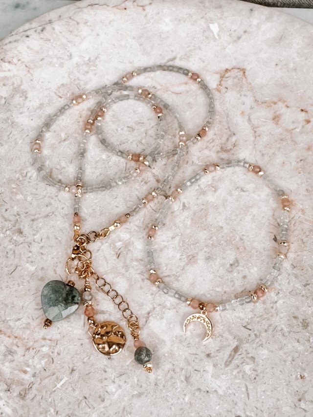 Biżuteria personalizowana  - Talizman - Labradoryt i kamień słoneczny BIŻUTERIA RĘCZNIE ROBIONA | DOMILKOWYDOMEK