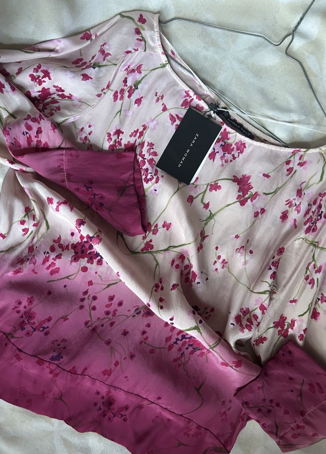 100% Silk Nowa z metkami ZARA WOMAN jedwabna fantastyczne złożenie barw gatunkowy jedwab długi rękaw  …