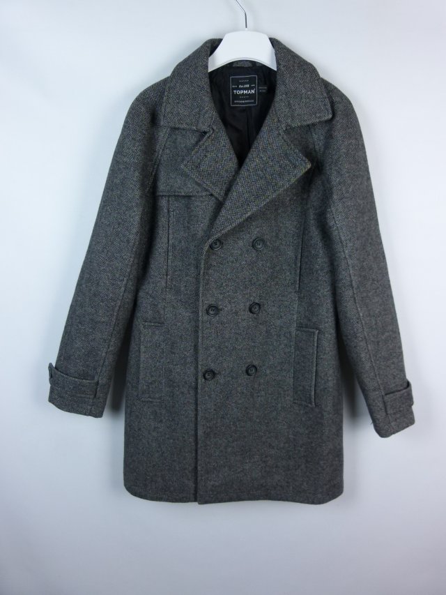 Topman elegancki płaszcz z wełną melanż / M