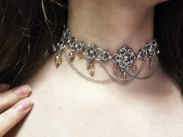 Choker elficki wrózkowy chainmaille s. chirurgiczna fantasy elf fairy